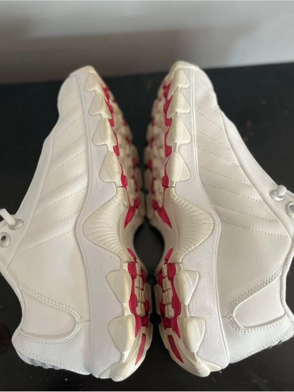 K-Swiss Women’s White Sneakers with Pink Logo Accent